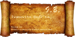 Ivanovits Beáta névjegykártya